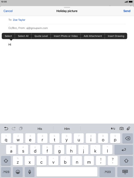 Press Insert Photo or Video and follow the instructions on the screen to attach a picture or a video clip.