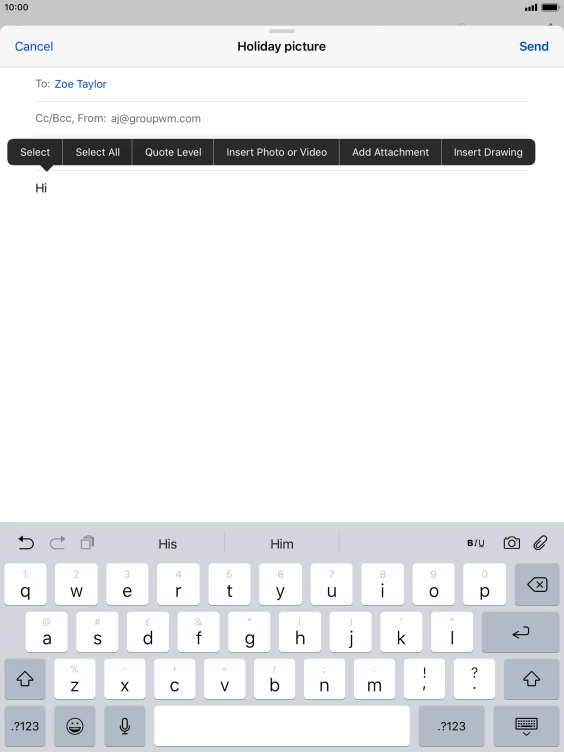 Press Insert Photo or Video and follow the instructions on the screen to attach a picture or a video clip.