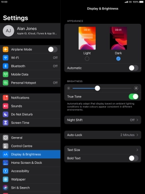 Press the indicator next to 