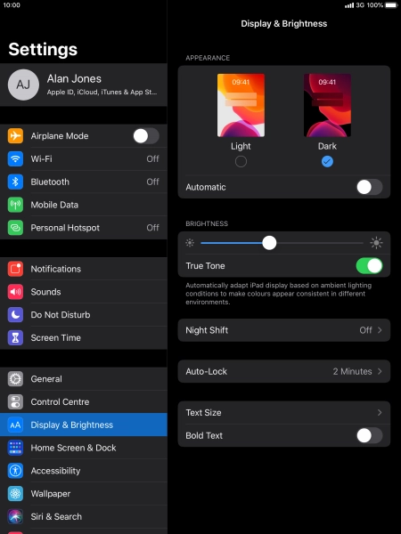 Press the indicator next to 