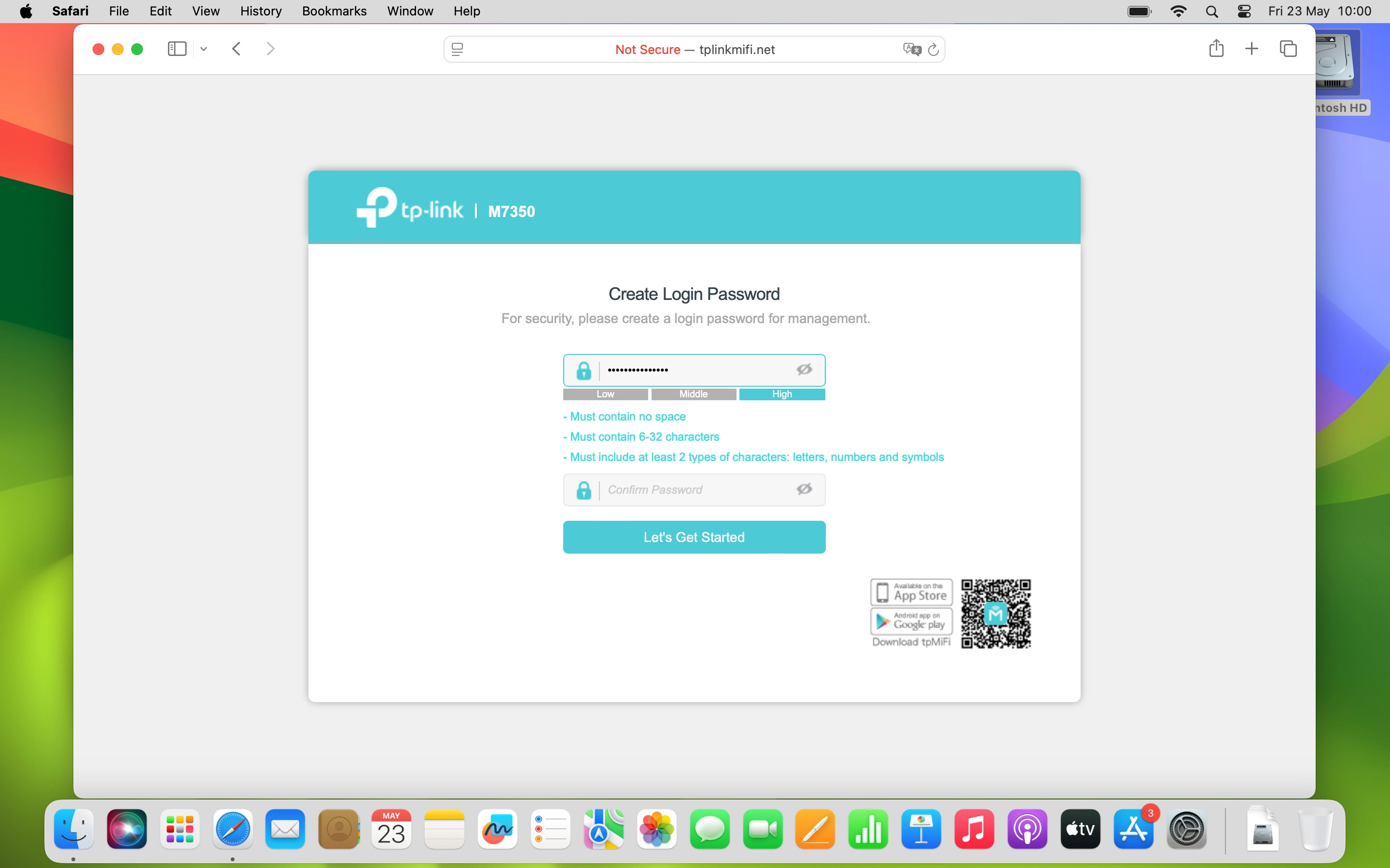 Click Confirm Password and key in the selected password again.