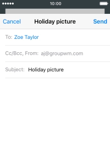 Press the text input field and write the text for your email message.