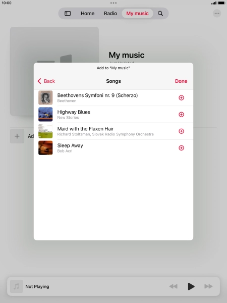 Go to the required category and press the add icon next to the required audio file.