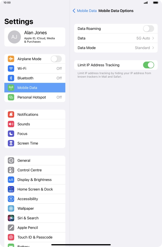 Press the indicator next to 