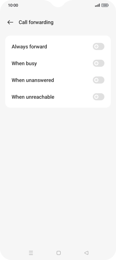 Press the indicator next to the required divert type.