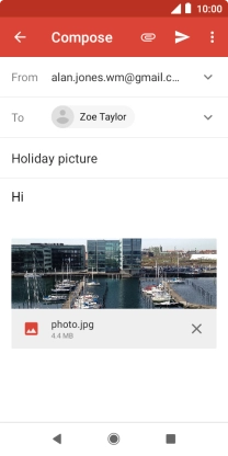 Press the send icon when you've finished your email message.