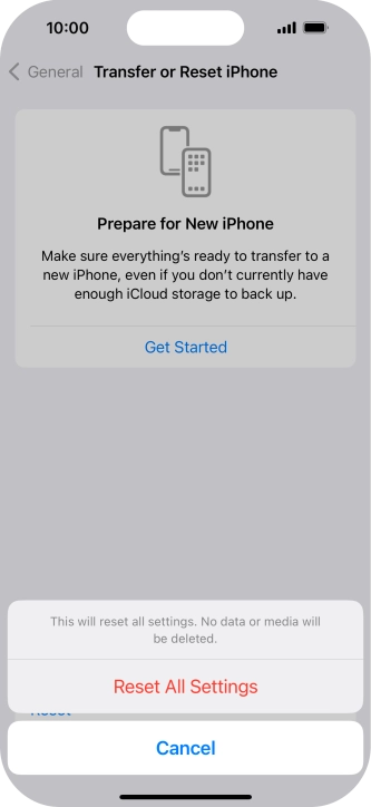 Press Reset All Settings.
