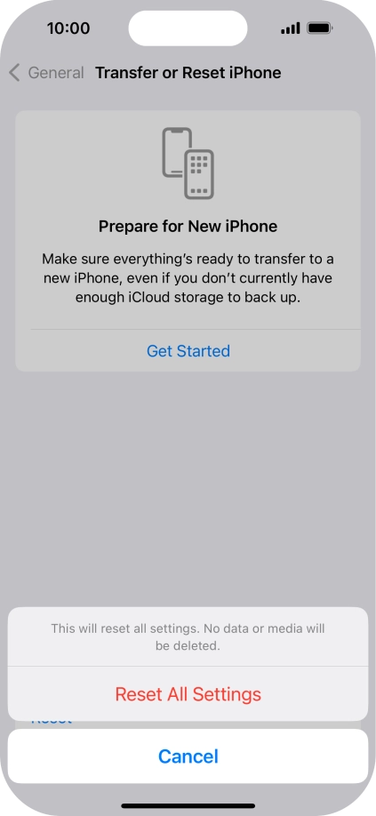 Press Reset All Settings.