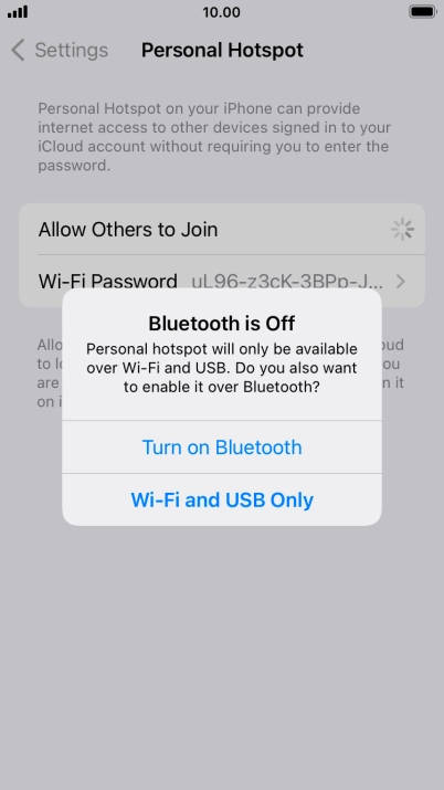 If Wi-Fi is turned on, press Wi-Fi and USB Only.