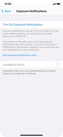 Press Turn On Exposure Notifications.