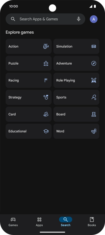 Press the search field.