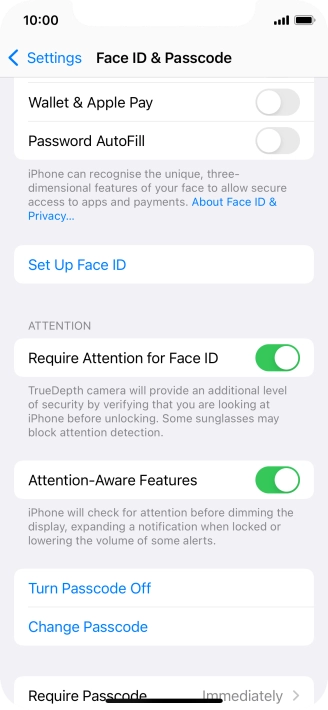 Press Turn Passcode Off and key in the phone lock code.