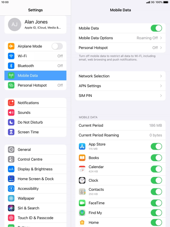 Press Mobile Data Options.