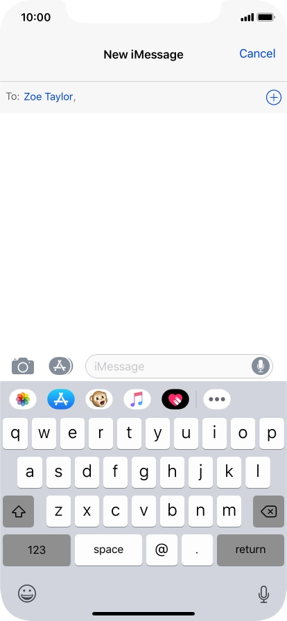 If the recipient can receive iMessages, iMessage is displayed in the text input field.