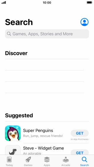 Press the search field and key in the name or subject of the required app.