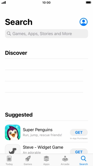 Press the search field and key in the name or subject of the required app.