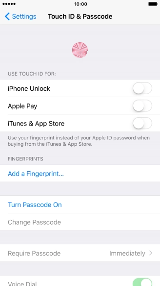 Press Turn Passcode On and key in a phone lock code of your own choice twice.