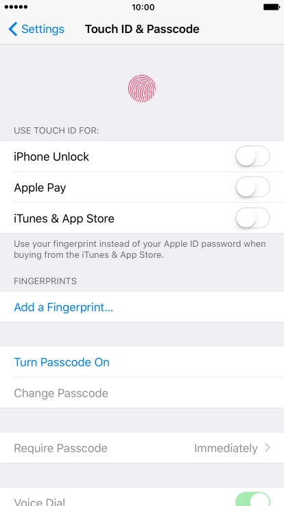 Press Turn Passcode On and key in a phone lock code of your own choice twice.