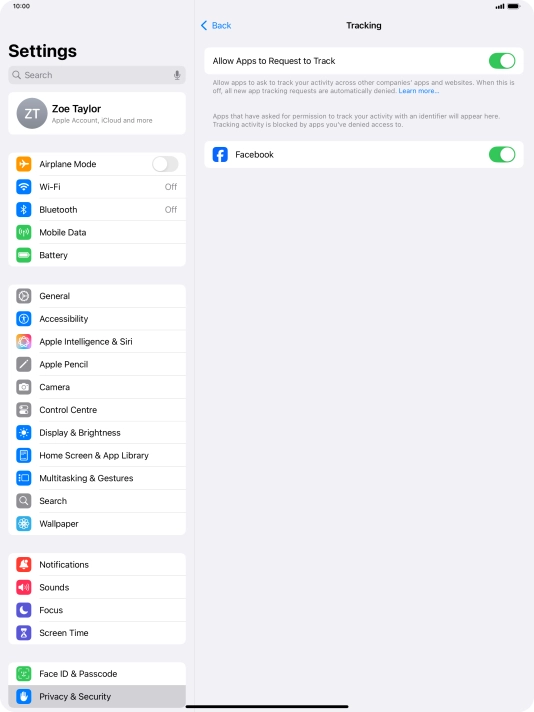 Press the indicator next to 