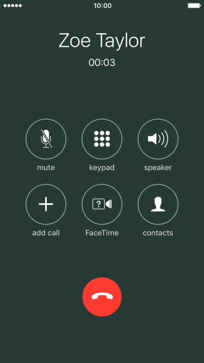 Press the end call icon to end the call.