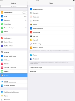Press Location Services.