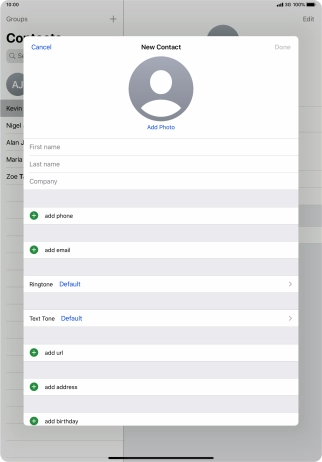 Press First name and key in the first name.