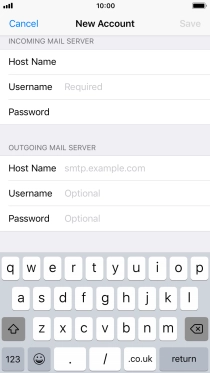 Press Username and key in the username for your email account.