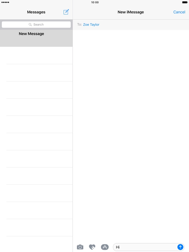 Press the sticker icon and follow the instructions on the screen to add a sticker to your iMessage.