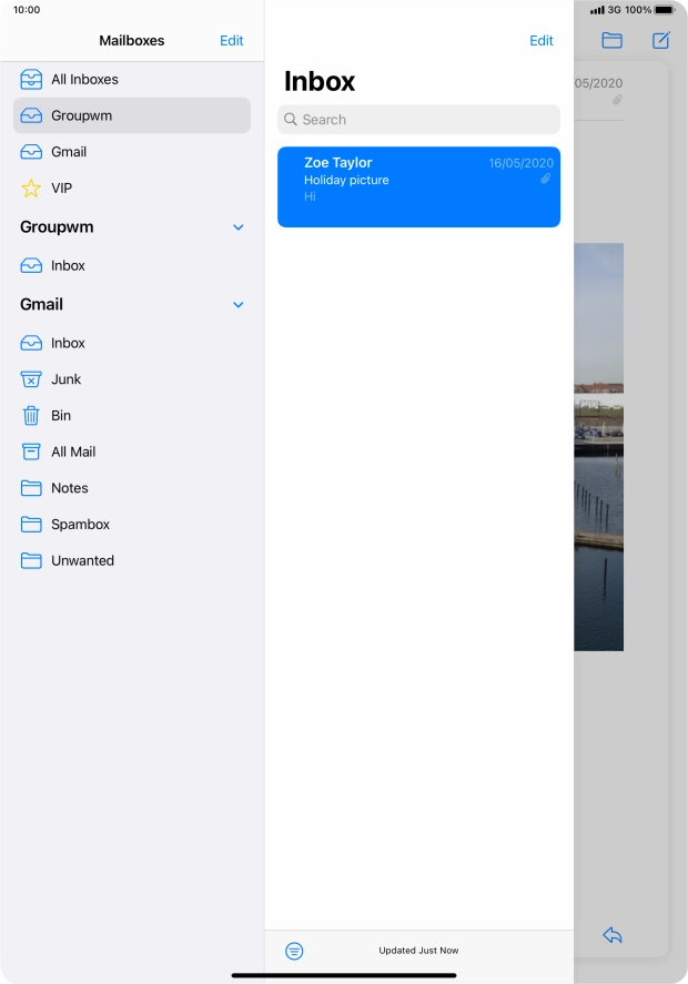 Press the required email account.