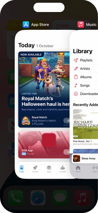 Slide upwards on the required application to end it.