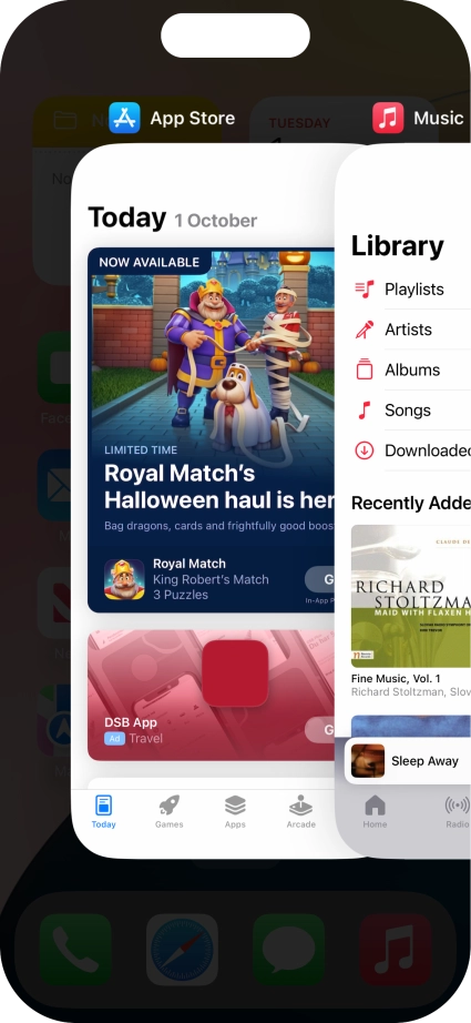 Slide upwards on the required application to end it.