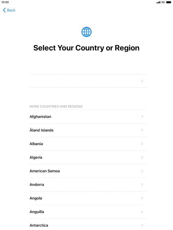 Press the required country or area.