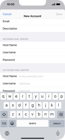 Press Host Name and key in the name or IP address of your email provider's outgoing server. Please note that if you can't send email messages when using your email provider's outgoing server, key in smtp.vodafone.net.au (Vodafone's outgoing server).