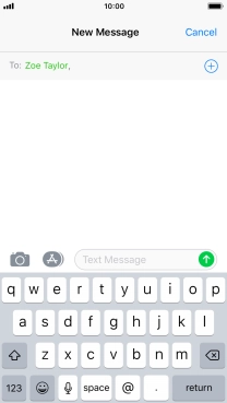 Press the text input field and write the text for your text message.