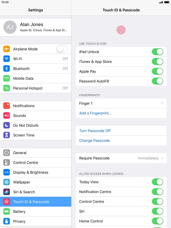 Press the indicator next to 