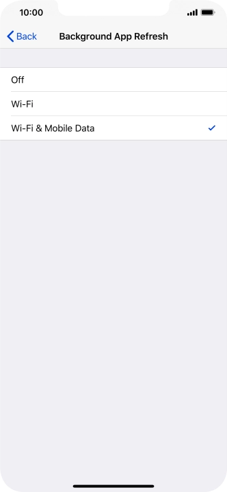 To turn off background refresh of apps, press Off.