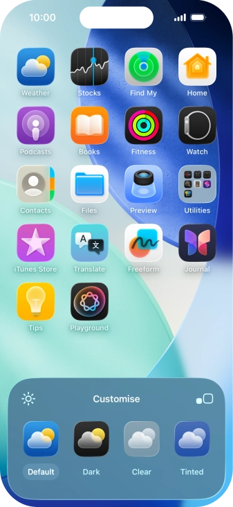 Press the required setting to select the size of app icons on the home screen.