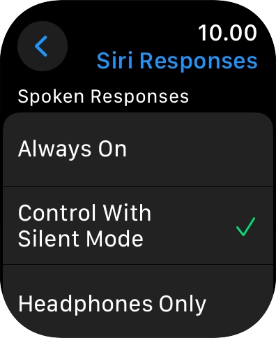 Press the required setting.