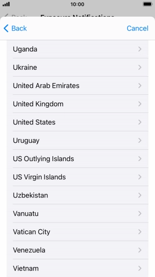 Press the required country.