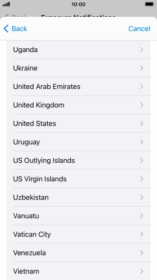 Press the required country.