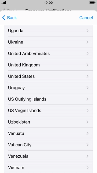 Press the required country.