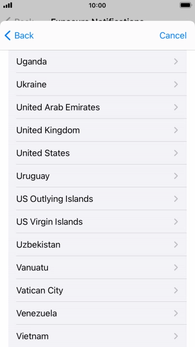 Press the required country.
