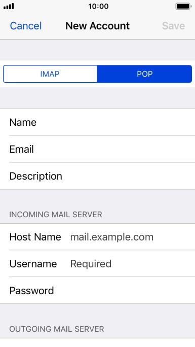 Press Host Name and key in the name of your email provider's incoming server.