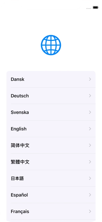 Press the required language.