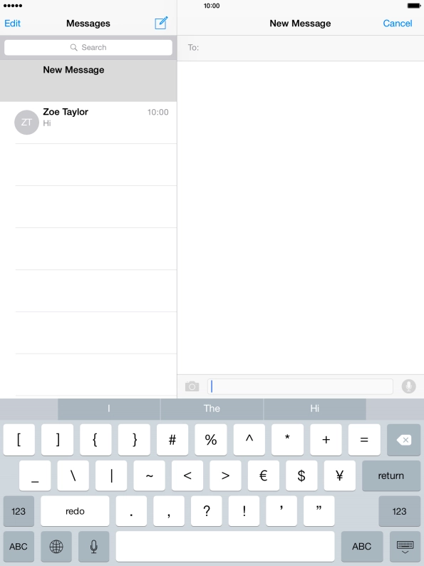 Press ABC to return to text input.