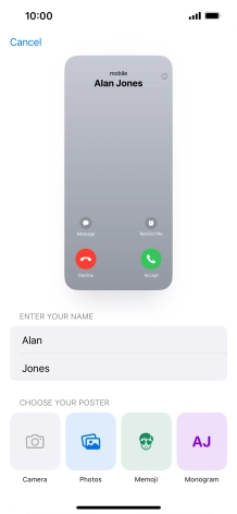 Press the required category and follow the instructions on the screen to select and save the required picture to your Contact Poster.