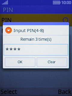 Key in your PIN and press the Left selection key.