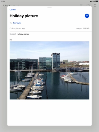 Press the send icon when you've finished your email message.