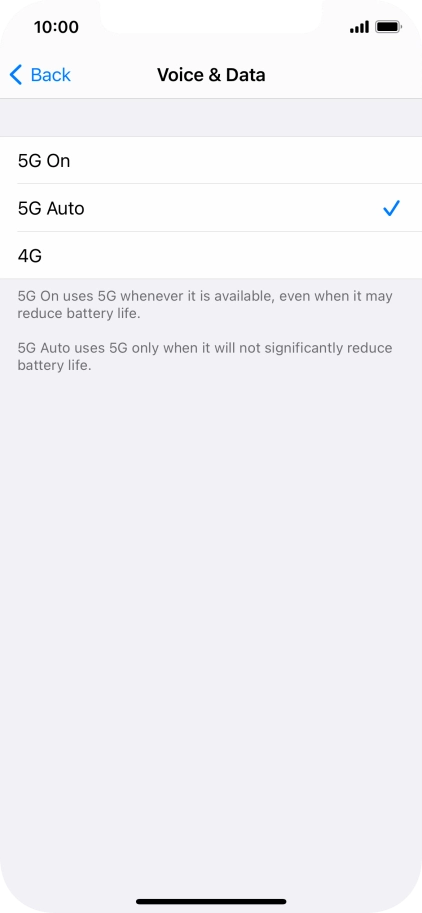 To turn on use of 5G primarily, press 5G On.