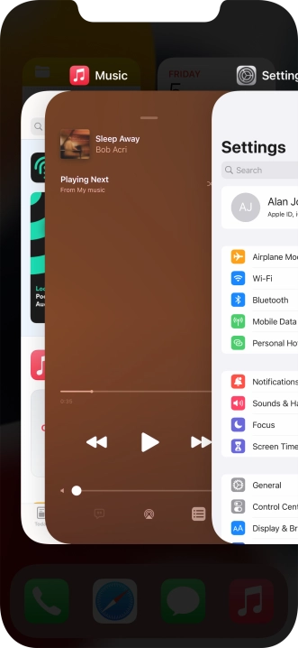 Slide upwards on the required application to end it.